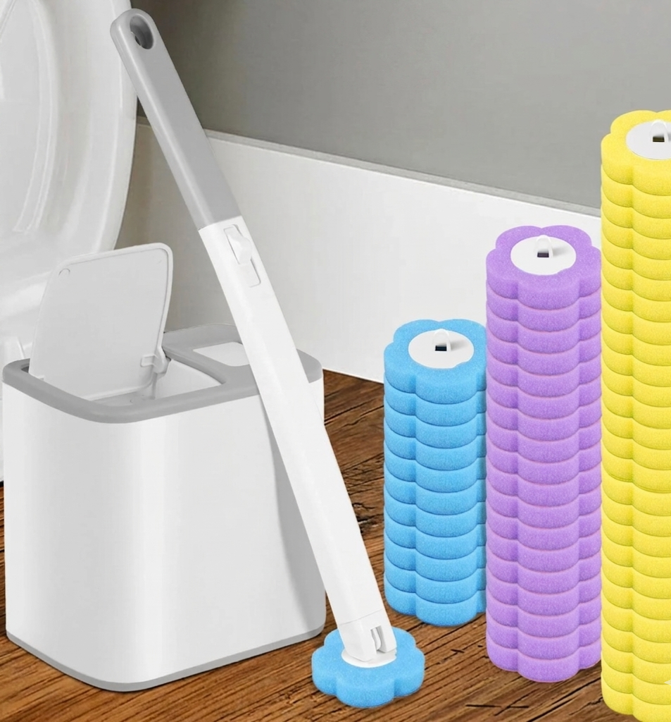 AuraVibe Hygienic Disposable Toilet Brush System with Replaceable Cleaning Heads