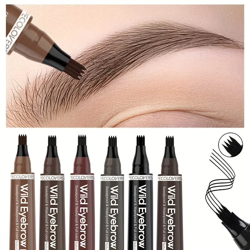 4-Tip Waterproof Eyebrow Tattoo Pen – Long-Lasting Natural Microblading Effect