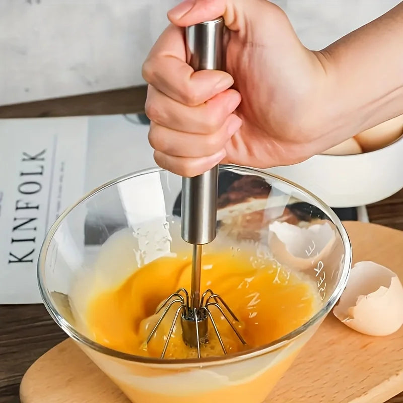 Semi - Automatic Stainless Steel Whisk - Effortless Mixing for Kitchen Baking