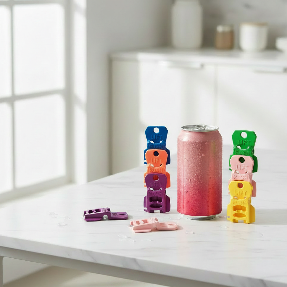Easy-Open Beverage Can Opener & Protective Cover – Multi-Color Set