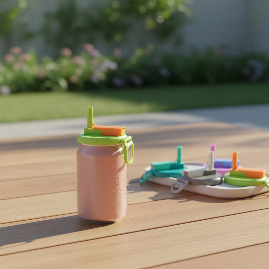 Reusable Silicone Soda Can Lid with Straw - Leak-Proof Beverage Cover